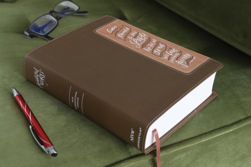 NIV, Beautiful Word Bible, Updated Edition, Peel/Stick Bible Tabs, Leathersoft, Brown/Pink, Red Letter, Comfort Print