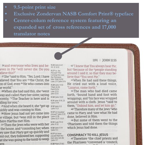 NASB, Classic Reference Bible, Genuine Leather, Buffalo, Brown, Red Letter, 1995 Text, Comfort Print