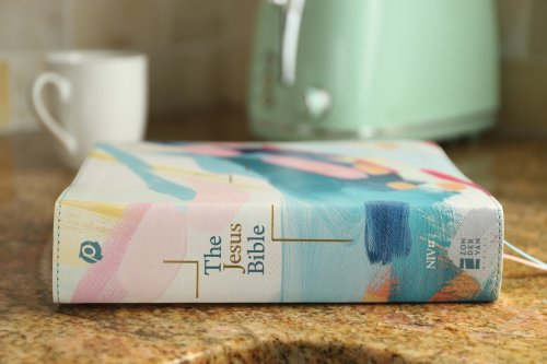 The Jesus Bible Artist Edition, NIV, (With Thumb Tabs to Help Locate the Books of the Bible), Leathersoft, Multi-color/Teal, Thumb Indexed, Comfort Print