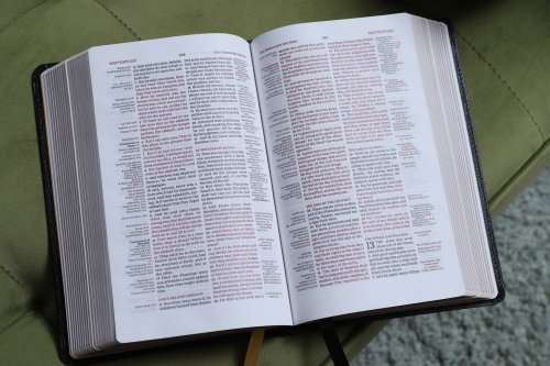 KJV, Thompson Chain-Reference Bible, Handy Size, European Bonded Leather, Black, Red Letter, Comfort Print