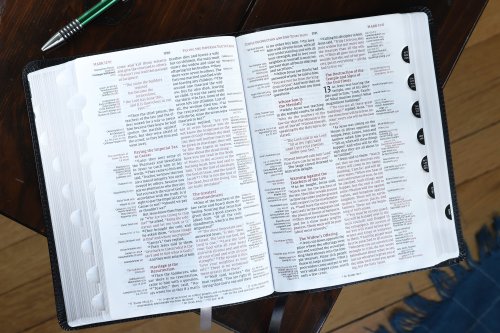 NIV, Thompson Chain-Reference Bible, European Bonded Leather, Black, Thumb Indexed, Red Letter, Comfort Print