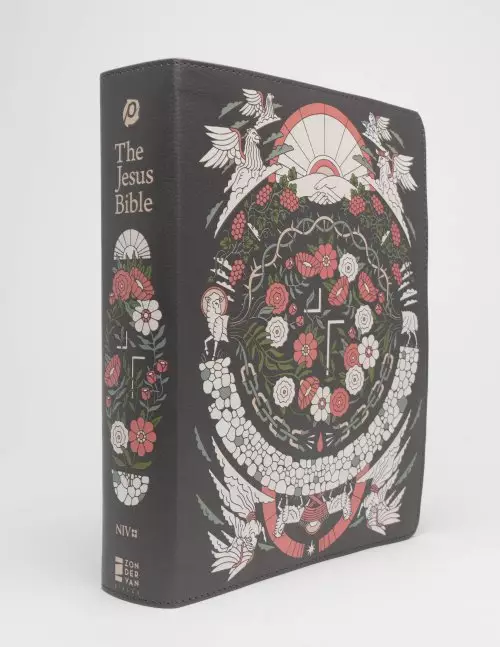 The Jesus Bible Artist Edition, NIV, Leathersoft, Gray Floral, Comfort Print