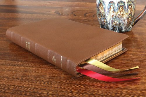 NASB, Thinline Bible, Premium Goatskin Leather, Brown, Premier Collection, Black Letter, Gauffered Edges, 2020 Text, Comfort Print