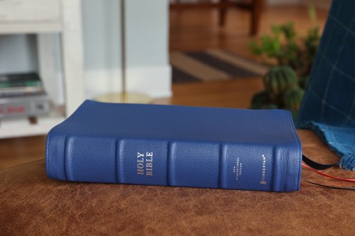 Niv, Side-Column Reference Bible (Deep Study at a Portable Size), Personal Size, Premium Goatskin Leather, Blue, Premier Collection, Art Gilded Edges,