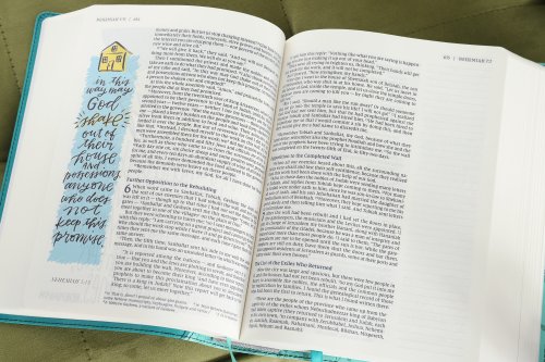 NIV, Beautiful Word Bible, Updated Edition, Peel/Stick Bible Tabs, Leathersoft, Teal, Red Letter, Comfort Print