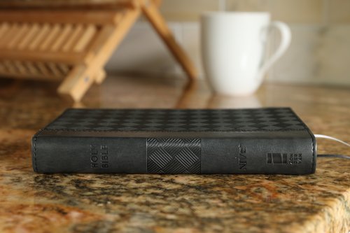 NIV, Thinline Bible, Compact, Leathersoft, Black/Gray, Red Letter, Comfort Print