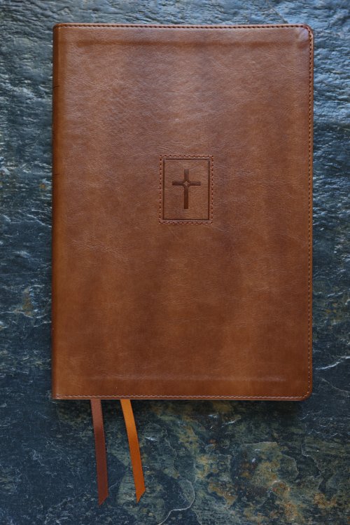 NIV, Thinline Bible, Large Print, Leathersoft, Brown, Red Letter, Comfort Print