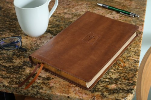 NIV, Thinline Bible, Large Print, Leathersoft, Brown, Red Letter, Comfort Print