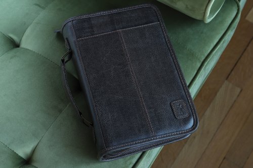 Large Aviator Brown Leather-Look Bible Cover