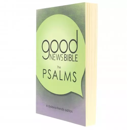 Good News Bible Dyslexia-Friendly Book Of Psalms, Green, Paperback, Book Introduction, Map, Annie Vallotton Illustrations, Large Print, Wide Line Spacing