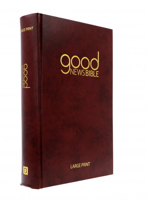 Good News Bible Large Print, Red, Hardback, Maps, Glossary, Illustrations by Annie Vallotton, Index of Key Bible Passages, Helpful Stories