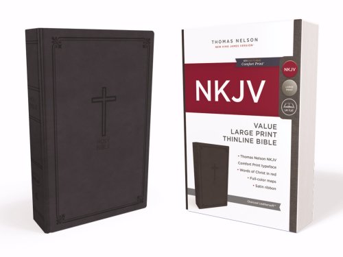 NKJV, Value Thinline Bible, Large Print, Imitation Leather, Black, Red Letter Edition