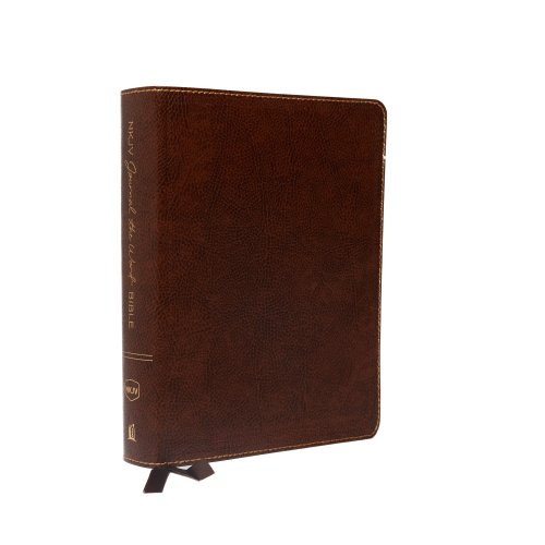 NKJV, Journal the Word Bible, Large Print, Bonded Leather, Brown, Red Letter