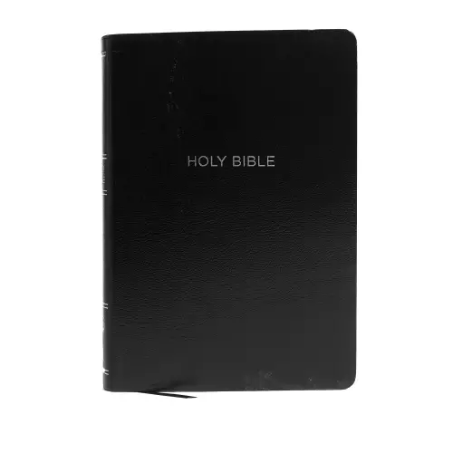 NKJV Holy Bible, Giant Print Center-Column Reference Bible, Black Leather-look, Thumb Indexed, 72,000+ Cross References, Red Letter, Comfort Print: New King James Version