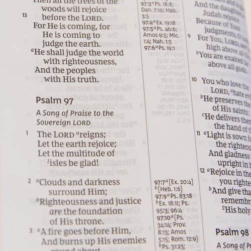 NKJV Holy Bible, Giant Print Center-Column Reference Bible, Black Leather-look, Thumb Indexed, 72,000+ Cross References, Red Letter, Comfort Print: New King James Version