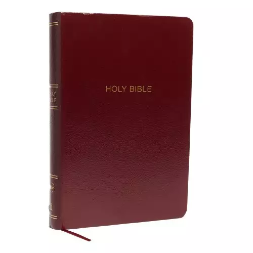 NKJV Holy Bible, Giant Print Center-Column Reference Bible, Burgundy Leather-look, Thumb Indexed, 72,000+ Cross References, Red Letter, Comfort Print: New King James Version