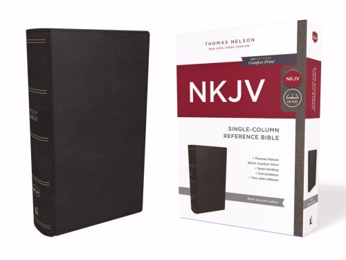 NKJV, Single-Column Reference Bible, Genuine Leather, Black, Comfort Print