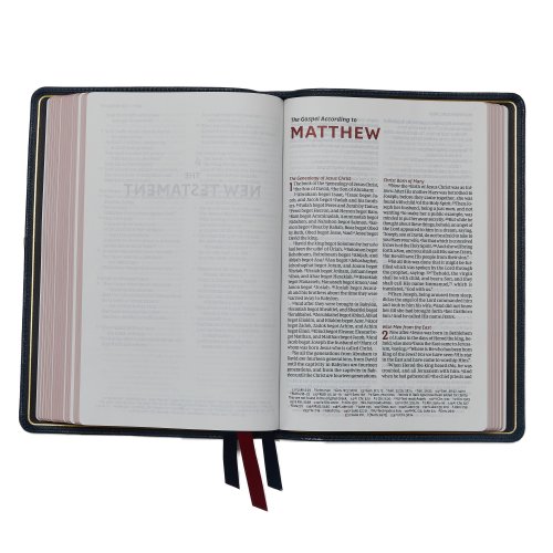 NKJV, Thinline Reference Bible, Large Print, Premium Goatskin Leather, Black, Premier Collection, Comfort Print, Black Letter