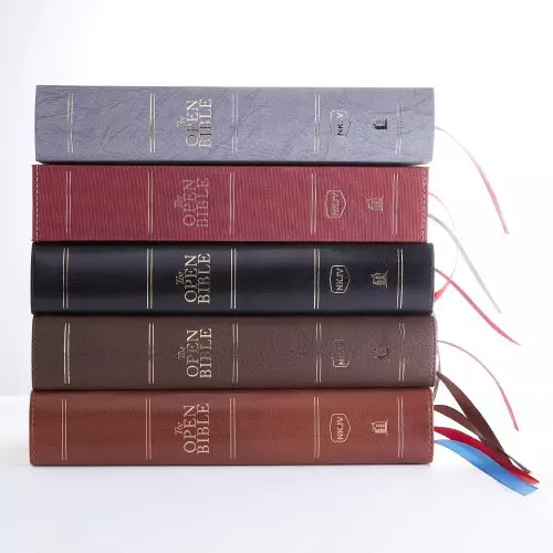 The NKJV, Open Bible, Brown Genuine Leather, Red Letter, Comfort Print