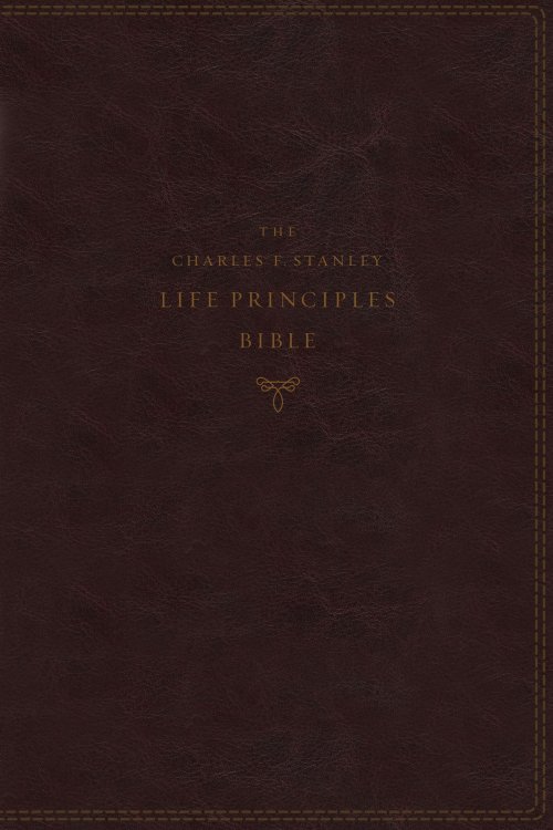 The NKJV, Charles F. Stanley Life Principles Bible, 2nd Edition, Leathersoft, Burgundy, Thumb Indexed, Comfort Print