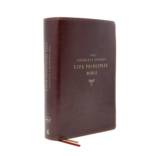 The NKJV, Charles F. Stanley Life Principles Bible, 2nd Edition, Leathersoft, Burgundy, Thumb Indexed, Comfort Print