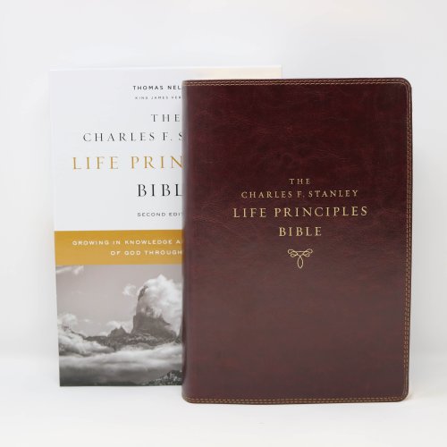 KJV, Charles F. Stanley Life Principles Bible, 2nd Edition, Leathersoft, Burgundy, Thumb Indexed, Comfort Print