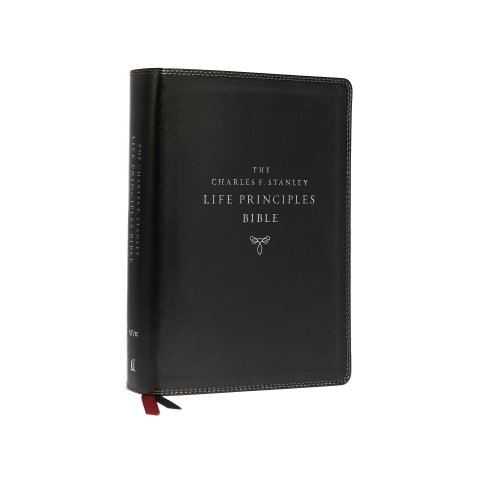 NIV, Charles F. Stanley Life Principles Bible, 2nd Edition, Leathersoft, Black, Comfort Print, Concordance