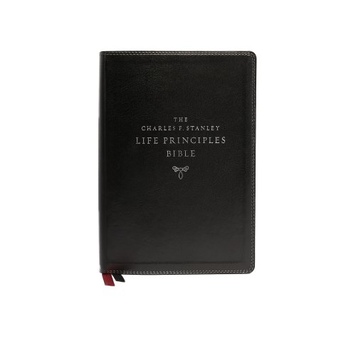 NIV, Charles F. Stanley Life Principles Bible, 2nd Edition, Leathersoft, Black, Comfort Print, Concordance