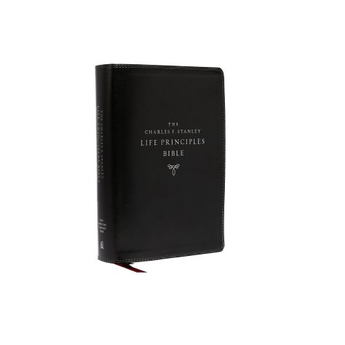 NASB, Charles F. Stanley Life Principles Bible, 2nd Edition, Leathersoft, Black, Comfort Print