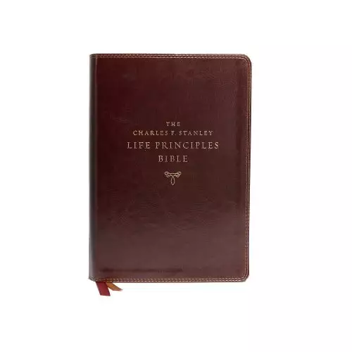 NASB, Charles F. Stanley Life Principles Bible, 2nd Edition, Leathersoft, Burgundy, Comfort Print