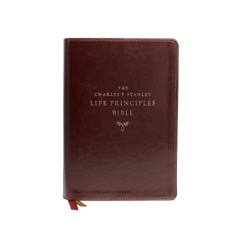 NASB, Charles F. Stanley Life Principles Bible, 2nd Edition, Leathersoft, Burgundy, Thumb Indexed, Comfort Print