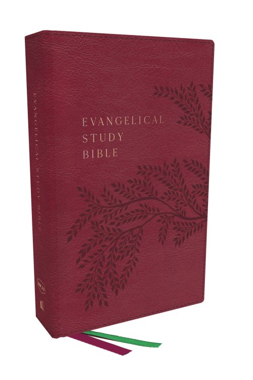 Evangelical Study Bible: Christ-centered. Faith-building. Mission-focused. (NKJV, Pink Leathersoft, Red Letter, Large Comfort Print)