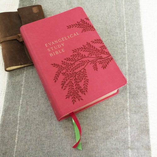 Evangelical Study Bible: Christ-centered. Faith-building. Mission-focused. (NKJV, Pink Leathersoft, Red Letter, Large Comfort Print)