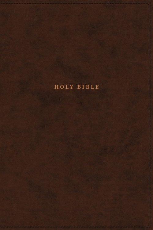 NKJV, Reference Bible, Classic Verse-by-Verse, Center-Column, Leathersoft, Brown, Red Letter, Thumb Indexed, Comfort Print