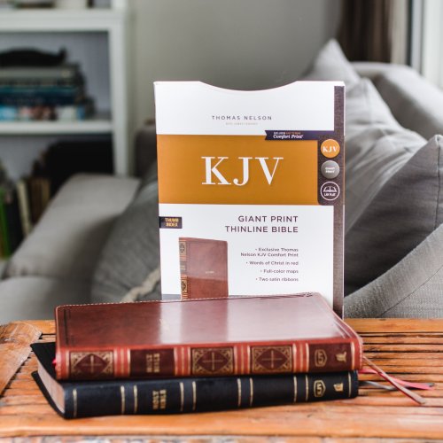 KJV Holy Bible: Giant Print Thinline Bible, Brown Leathersoft, Red Letter, Comfort Print: King James Version