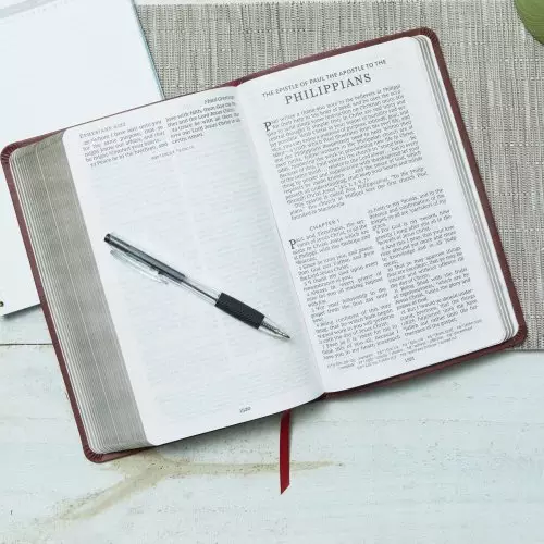 NKJV, Thinline Reference Bible, Leathersoft, Brown, Red Letter, Comfort Print