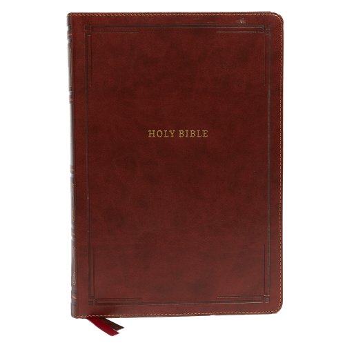 NKJV Holy Bible, Super Giant Print Reference Bible, Brown Leathersoft, 43,000 Cross references, Red Letter, Comfort Print: New King James Version