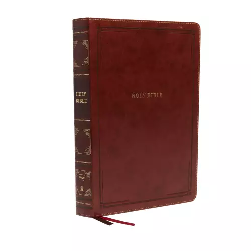 NKJV Holy Bible, Giant Print Center-Column Reference Bible, Brown Leathersoft, 72,000+ Cross References, Red Letter, Comfort Print: New King James Version