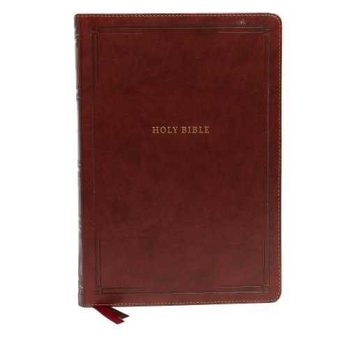 NKJV Holy Bible, Giant Print Center-Column Reference Bible, Brown Leathersoft, 72,000+ Cross References, Red Letter, Comfort Print: New King James Version