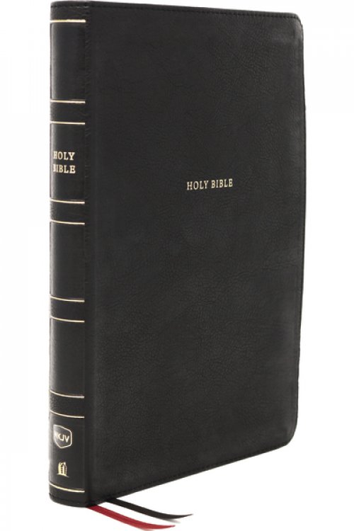 NKJV Holy Bible, Giant Print Center-Column Reference Bible, Black Leathersoft, Thumb Indexed, 72,000+ Cross References, Red Letter, Comfort Print: New King James Version