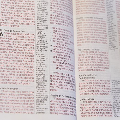 NKJV Holy Bible, Giant Print Center-Column Reference Bible, Black Leathersoft, Thumb Indexed, 72,000+ Cross References, Red Letter, Comfort Print: New King James Version