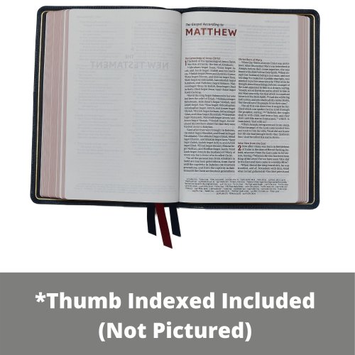 NKJV, Thinline Reference Bible, Large Print, Leathersoft, Black, Thumb Indexed, Red Letter, Comfort Print