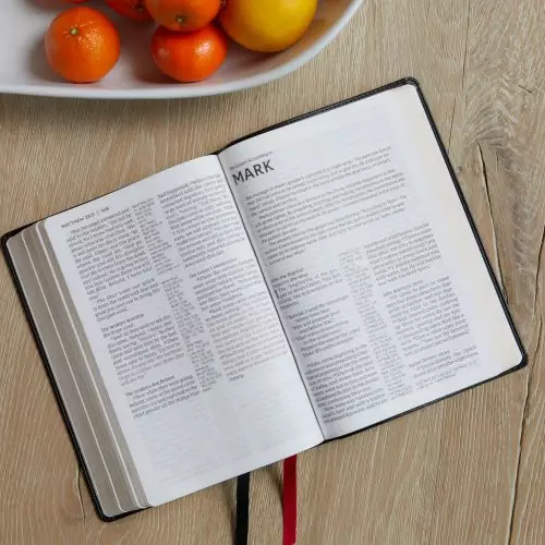 NKJV Holy Bible, Giant Print Center-Column Reference Bible, Deluxe Black Leathersoft, 72,000+ Cross References, Red Letter, Comfort Print: New King James Version