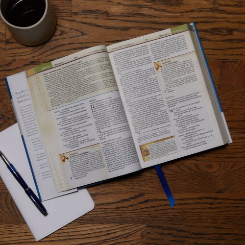 NIV Chronological Study Bible, Blue, Hardback, Comfort Print, Illustrations, Articles, Daily Life Notes, Time Panels, Charts