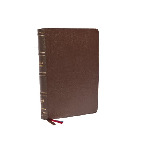 NKJV, Large Print Bible, Brown, Leather, Verse-by-Verse Reference, Maclaren Series, Comfort Print. Ribbon Markers, Maps