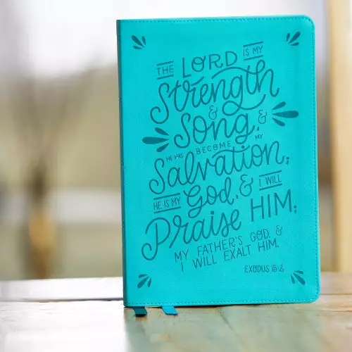 NKJV, Thinline  Bible, Verse Art Cover Collection, Leathersoft, Teal, Red Letter, Comfort Print