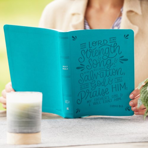 NKJV, Thinline  Bible, Verse Art Cover Collection, Leathersoft, Teal, Red Letter, Comfort Print