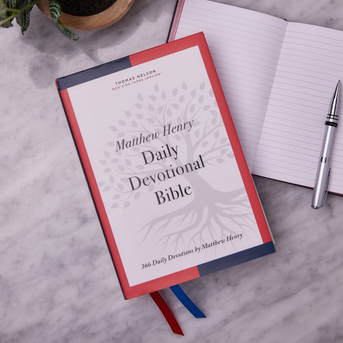 NKJV, Matthew Henry Daily Devotional Bible, Hardcover, Red Letter, Thumb Indexed, Comfort Print