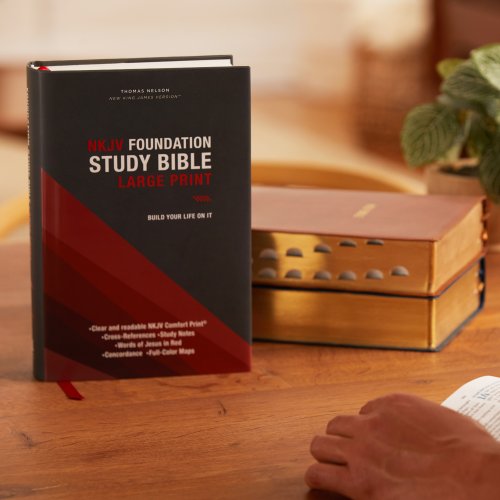 NKJV, Foundation Study Bible, Large Print, Hardcover, Red Letter, Thumb Indexed, Comfort Print