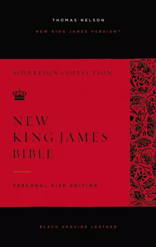 NKJV, Personal Size Reference Bible, Sovereign Collection, Genuine Leather, Black, Red Letter, Comfort Print